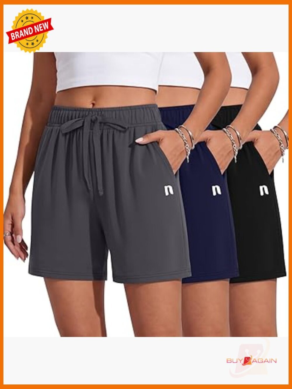 3 Pack Women's Sweat Shorts with Pockets Drawstring Athletic Casual Running